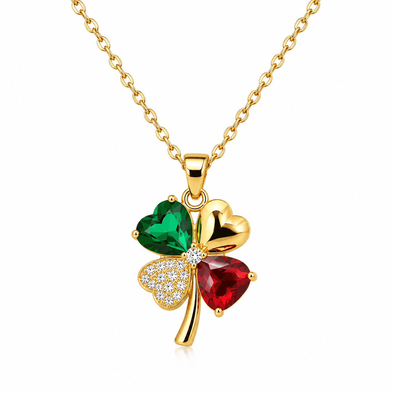 Elvarra Anti-Tarnish Lucky Heart Clover Necklace