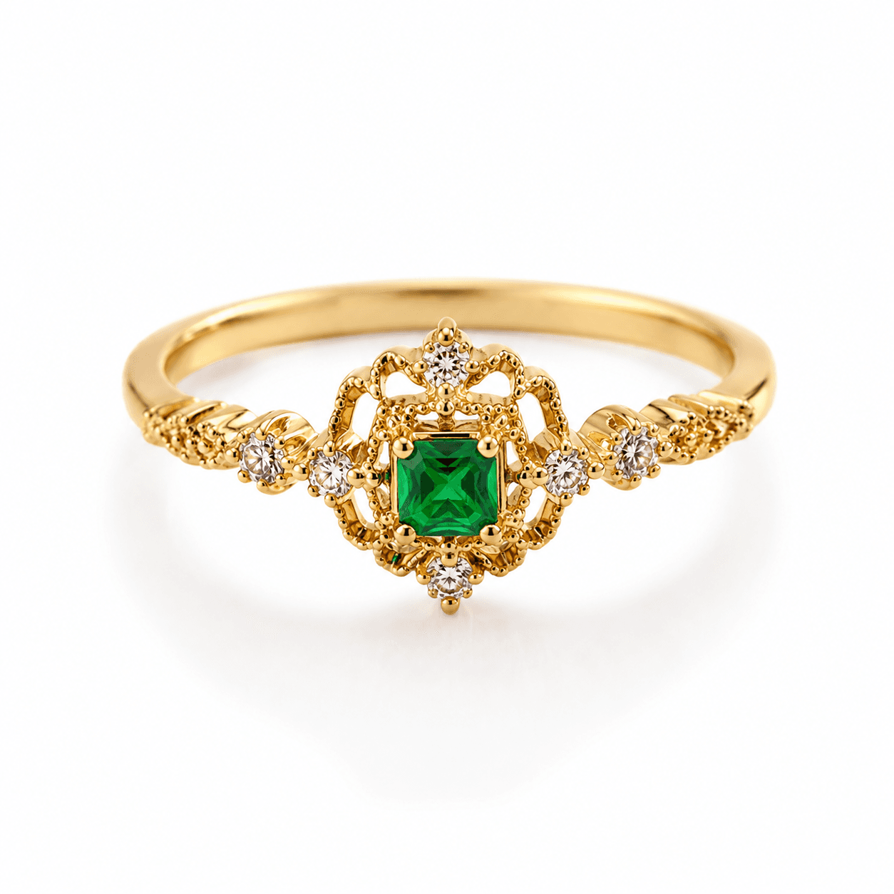 Elvarra Emerald Bloom Anti-Tarnish Statement Ring