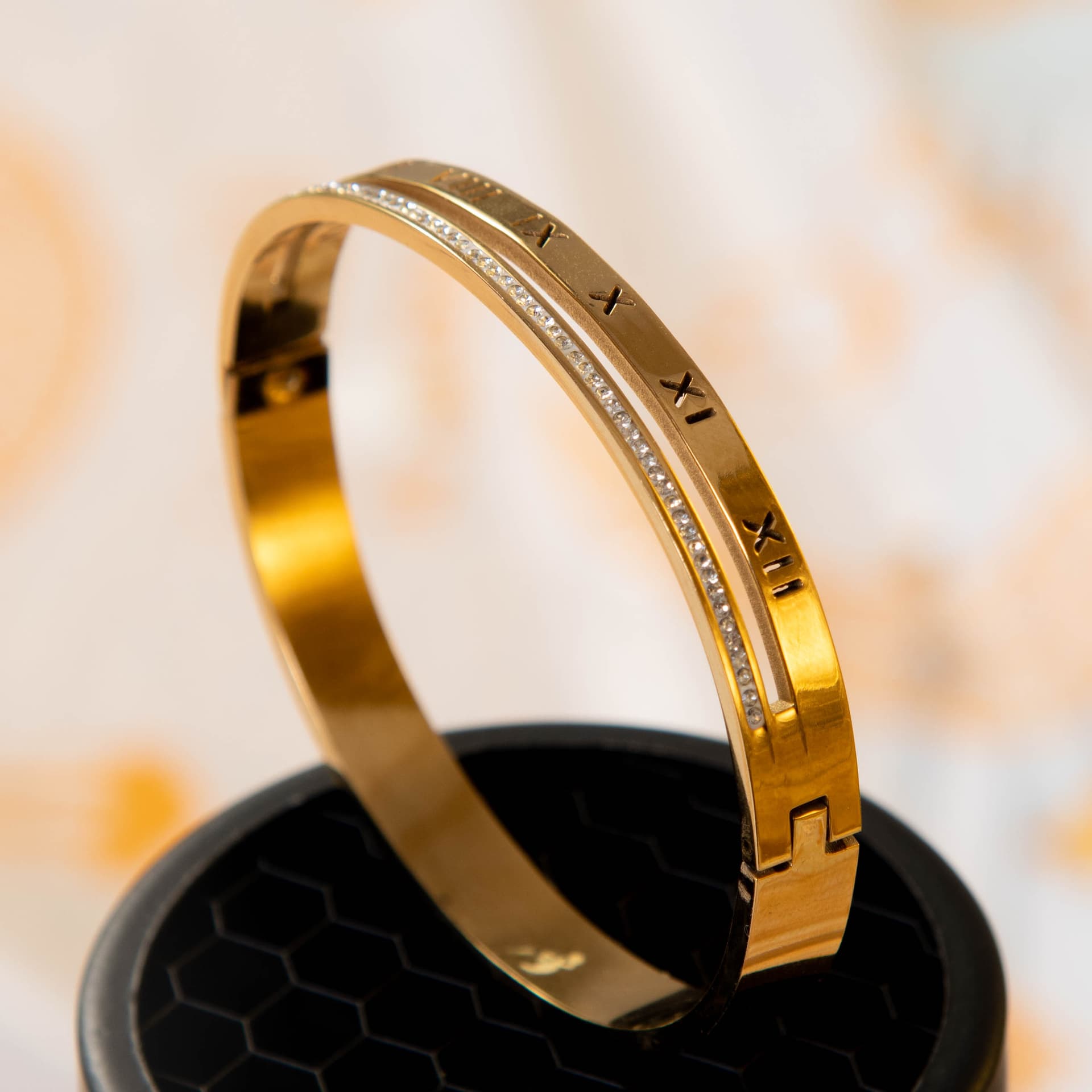 Roman Number Gold Plated Bracelets Stainless Steel size 2.6 (2.37 inch)