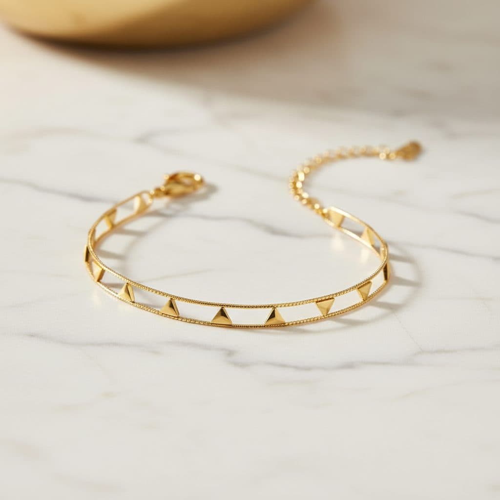 Jewellery 14K Gold Plated Stainless Steel Simple Series Triangle Patterned Bracelet