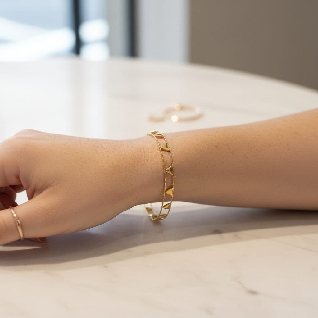 Jewellery 14K Gold Plated Stainless Steel Simple Series Triangle Patterned Bracelet - alternate