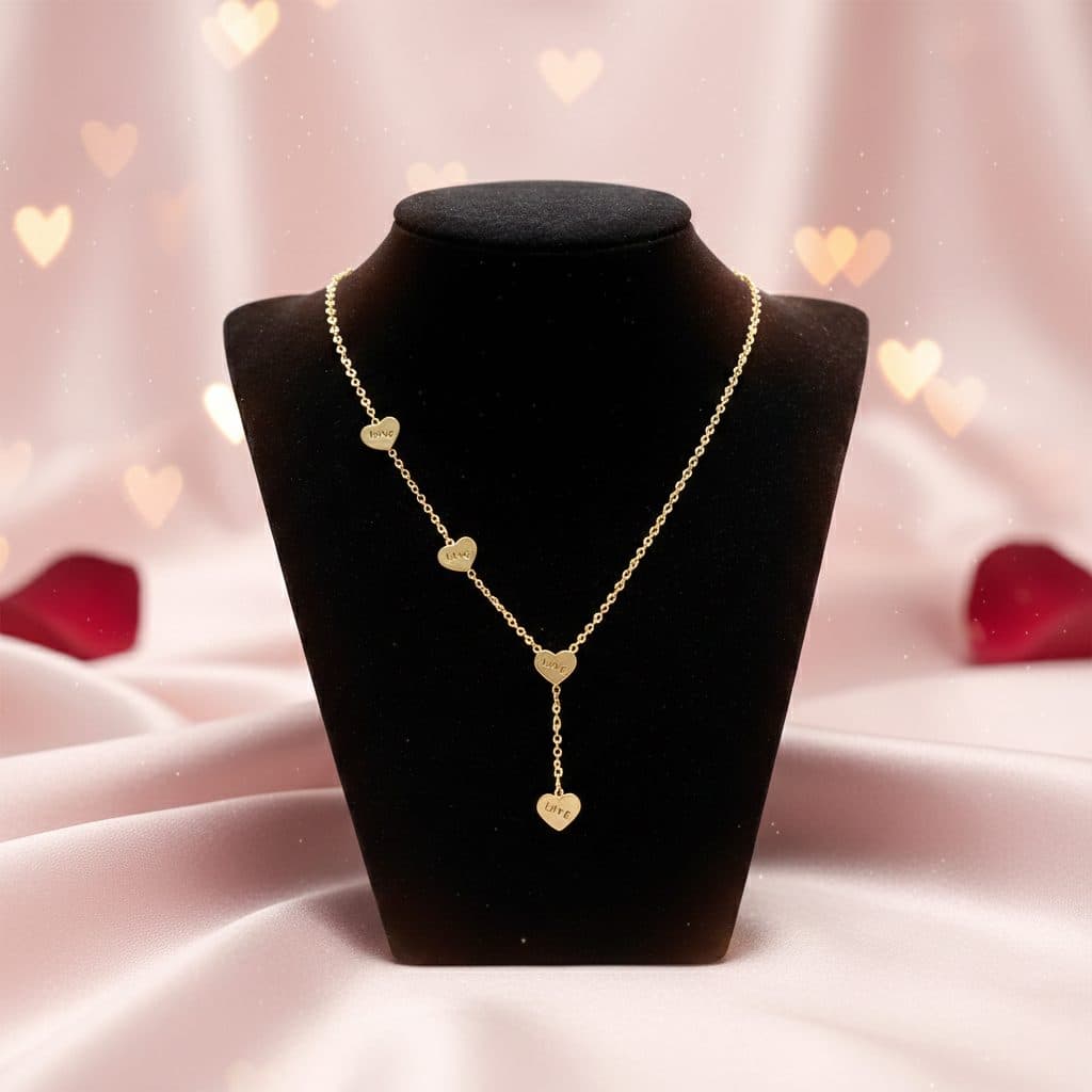 Stainless Steel Heart Pendant Y-Chain Necklace